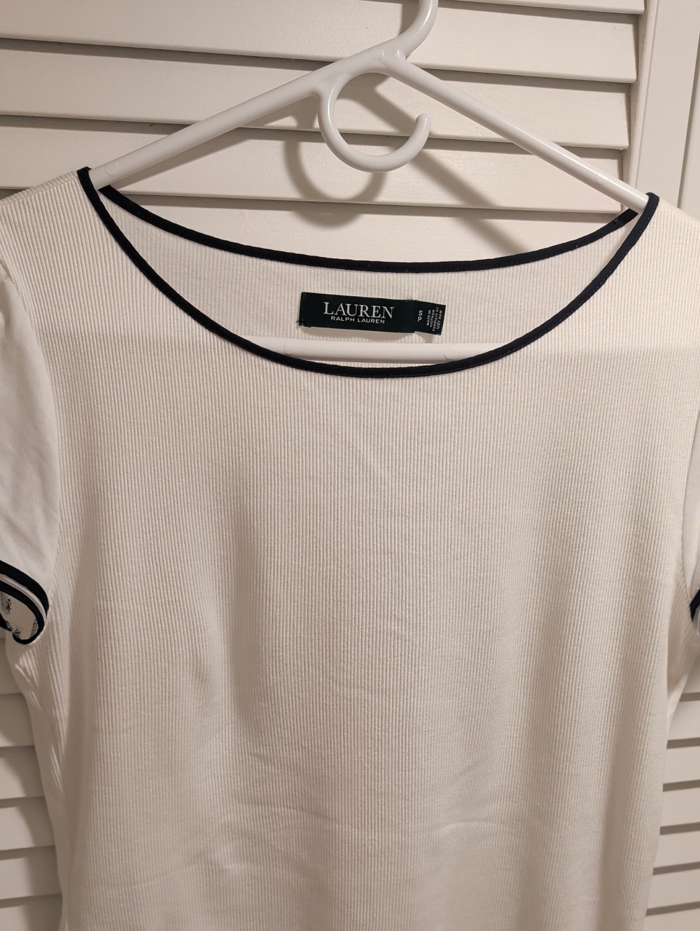 Ralph Lauren White Short Sleeve Tee with Navy Trim SZ SP
